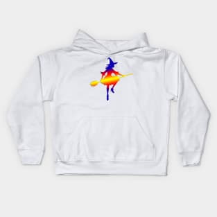 Halloween Witch Riding On A Broomstick Kids Hoodie